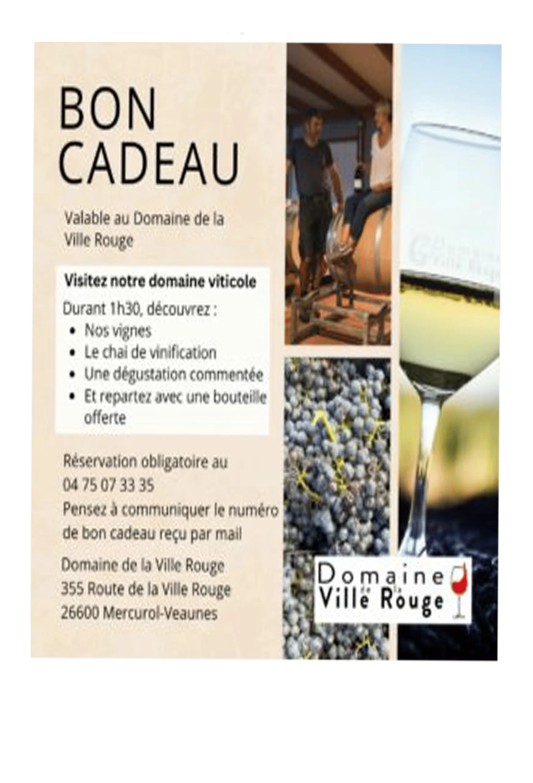 Bon cadeau : visite du Domaine de la Ville Rouge